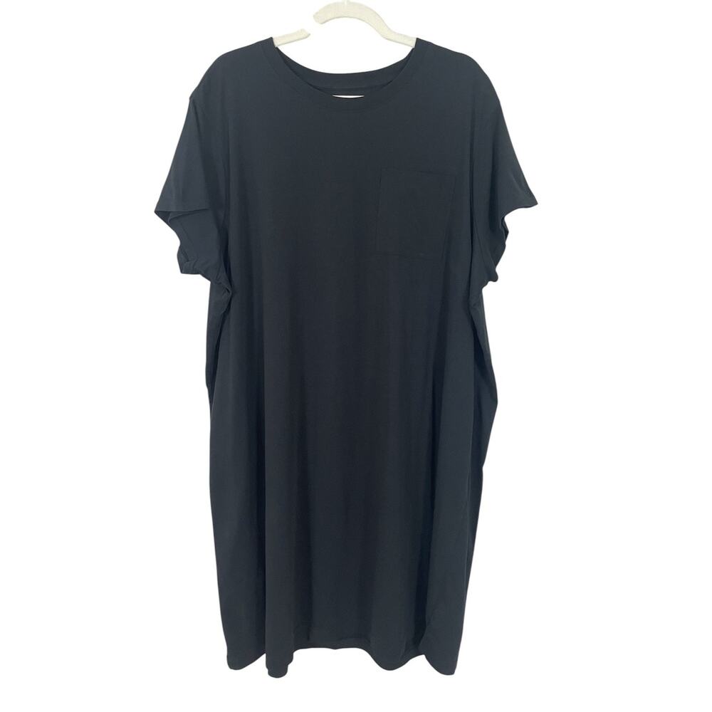 Pact Organic Cotton Short Sleeve Pocket Crew Tee Dress Black Sz XXXL Minimalist